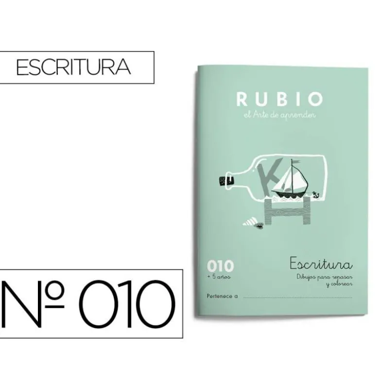 Cuaderno Rubio Escritura nº 010 Dibujos para seguir y colorear