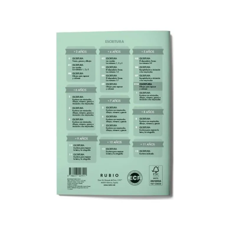 Cuaderno Rubio Escritura nº 010 Dibujos para seguir y colorear