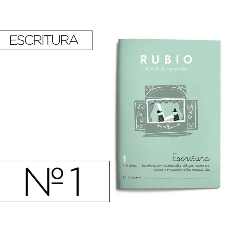 Cuaderno Rubio Escritura nº 1 Escritura con minúsculas, dibujos, números, grecas e iniciación a las mayúsculas