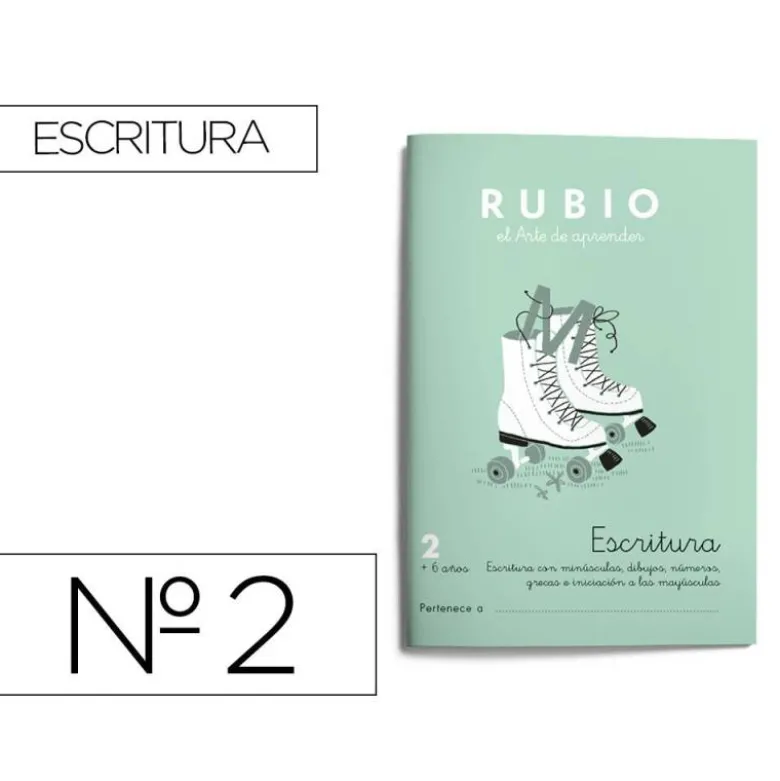 Cuaderno Rubio Escritura nº 2 Escritura con minúsculas, dibujos, números, grecas e iniciación a las mayúsculas