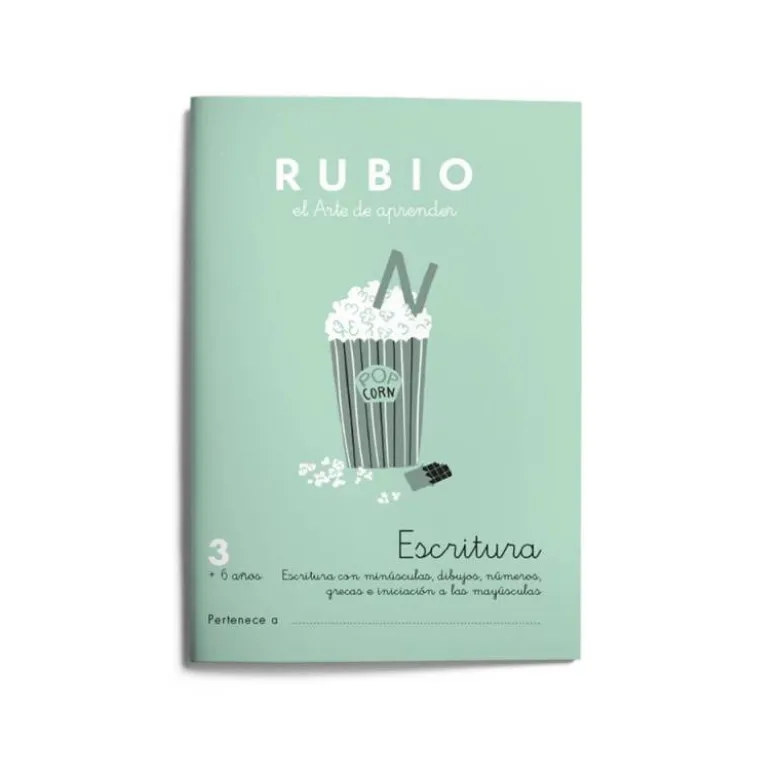 Cuaderno Rubio Escritura nº 3 Escritura con minúsculas, dibujos, números, grecas e iniciación a las mayúsculas