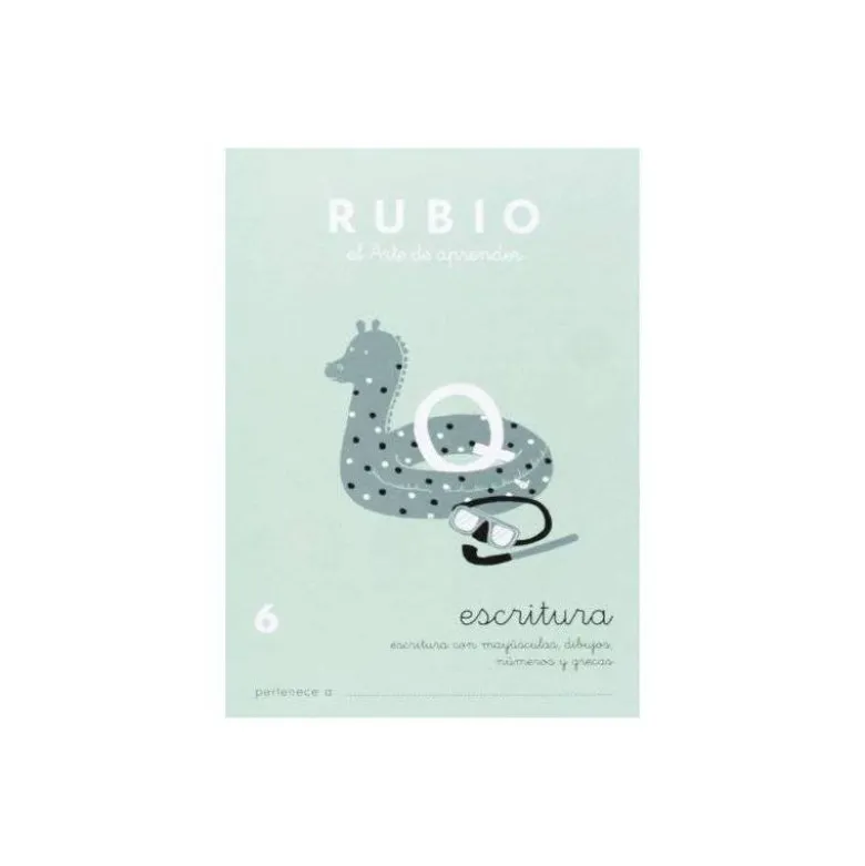 Cuaderno Rubio Escritura nº 6 Escritura con minúsculas, dibujos, números, grecas con letra continua