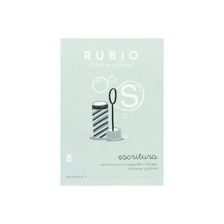 Cuaderno Rubio Escritura nº 8 Escritura con minúsculas, dibujos, números, grecas con letra continua