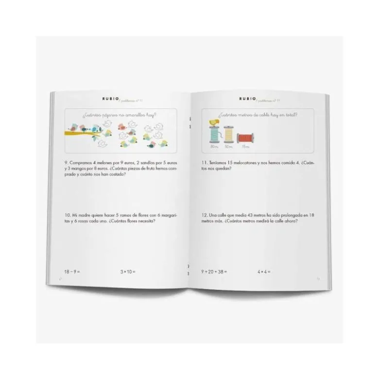 Cuaderno Rubio Problemas nº 11 Sumar, restar y multiplicar por una cifra