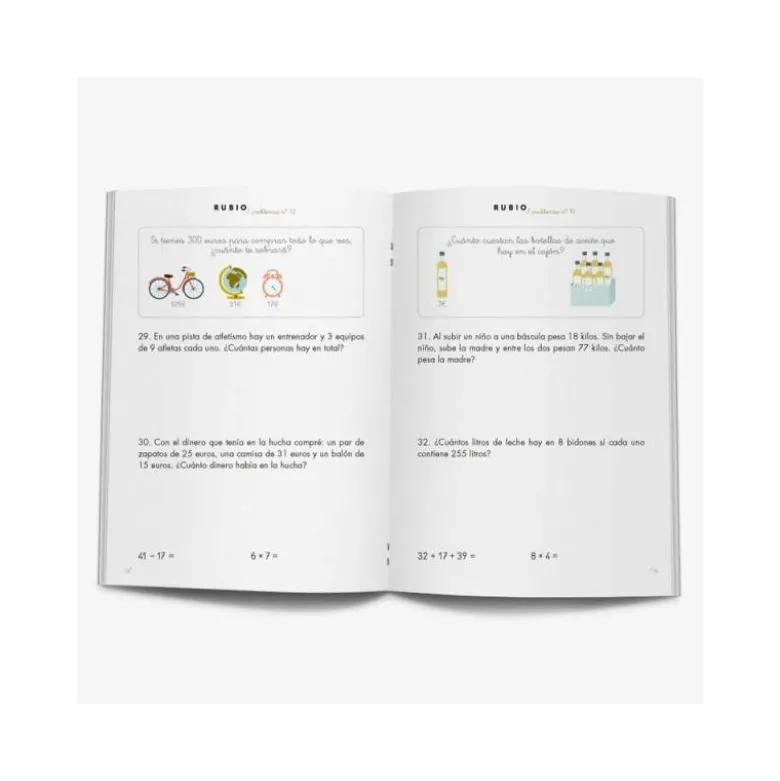 Cuaderno Rubio Problemas nº 12 Sumar, restar y multiplicar por una cifra