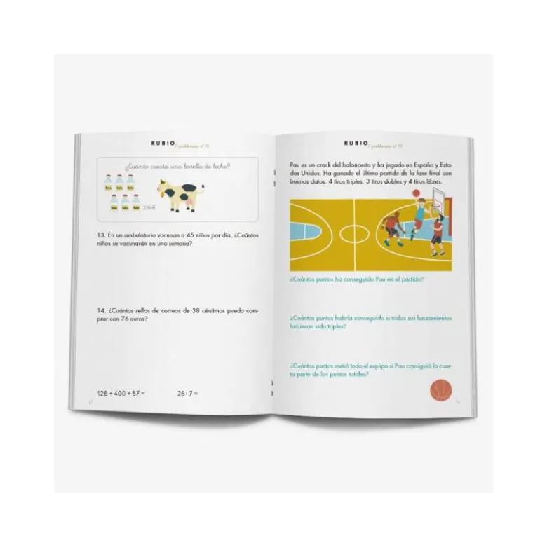 Cuaderno Rubio Problemas nº 15 Sumar, restar, multiplicar por varias cifras y dividir por una cifra