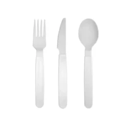 CUBIERTO POLIPROPILENO ARCHIVO 2000 LIBRE BPA PACK 1 CUCHARA + 1 TENEDOR + 1 CUCHILLO 18,5 CM COLOR BLANCO