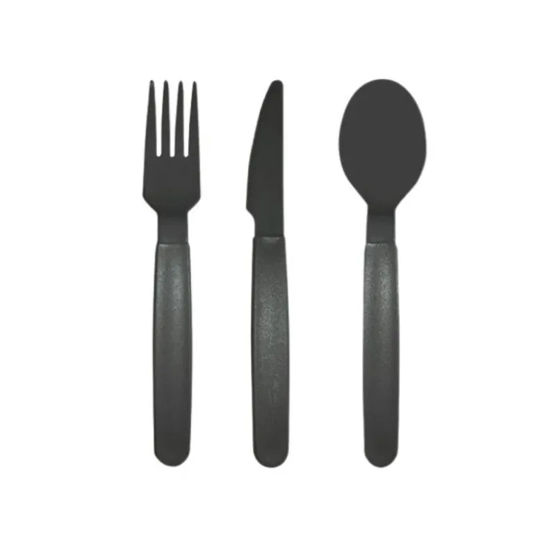 CUBIERTO POLIPROPILENO ARCHIVO 2000 LIBRE BPA PACK 1 CUCHARA + 1 TENEDOR + 1 CUCHILLO 18,5 CM COLOR GRIS
