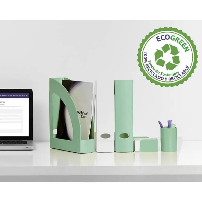 CUBILETE PORTALAPICES ARCHIVO 2000 ECOGREEN 100% RECICLADO COLOR VERDE PASTEL