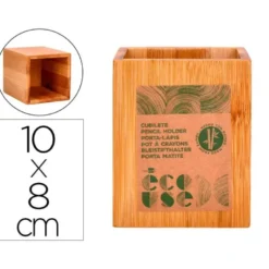 CUBILETE PORTALAPICES LIDERPAPEL ECOUSE BAMBU 8X8X10 CM