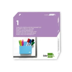 CUBILETE PORTALAPICES LIDERPAPEL PLASTICO MAGNETICO COLOR AZUL 125X75X40 MM