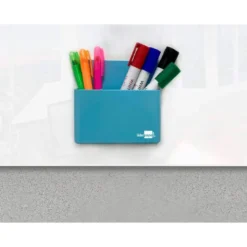 CUBILETE PORTALAPICES LIDERPAPEL PLASTICO MAGNETICO COLOR AZUL 125X75X40 MM