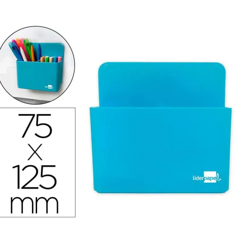 CUBILETE PORTALAPICES LIDERPAPEL PLASTICO MAGNETICO COLOR AZUL 125X75X40 MM