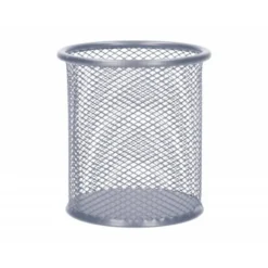 Cubilete portalapices marca Q-Connect plata rejilla