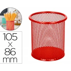 Cubilete portalapices marca Q-Connect rojo rejilla
