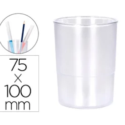 CUBILETE PORTALAPICES Q-CONNECT TRANSPARENTE PLASTICO DIAMETRO 75 MM ALTO 100 MM