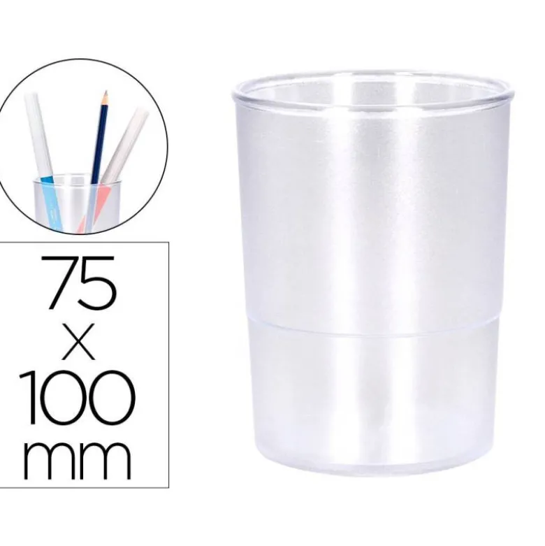 CUBILETE PORTALAPICES Q-CONNECT TRANSPARENTE PLASTICO DIAMETRO 75 MM ALTO 100 MM
