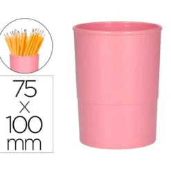 CUBILETE PORTALAPICES Q-CONNECT ROSA PASTEL OPACO PLASTICO DIAMETRO 75 MM ALTO 100 MM