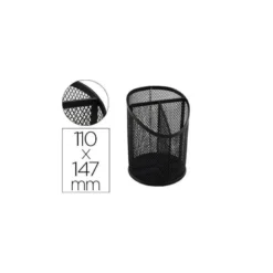 CUBILETE PORTALAPICES Q-CONNECT METAL REJILLA NEGRO CON 3 COMPARTIMIENTOS DIAMETRO 110 ALTURA 147 MM