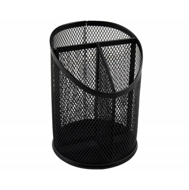 CUBILETE PORTALAPICES Q-CONNECT METAL REJILLA NEGRO CON 3 COMPARTIMIENTOS DIAMETRO 110 ALTURA 147 MM