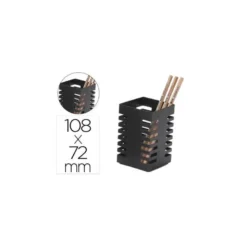 CUBILETE PORTALAPICES Q-CONNECT METAL CUADRADO NEGRO DIAMETRO 72 MM ALTURA 108 MM