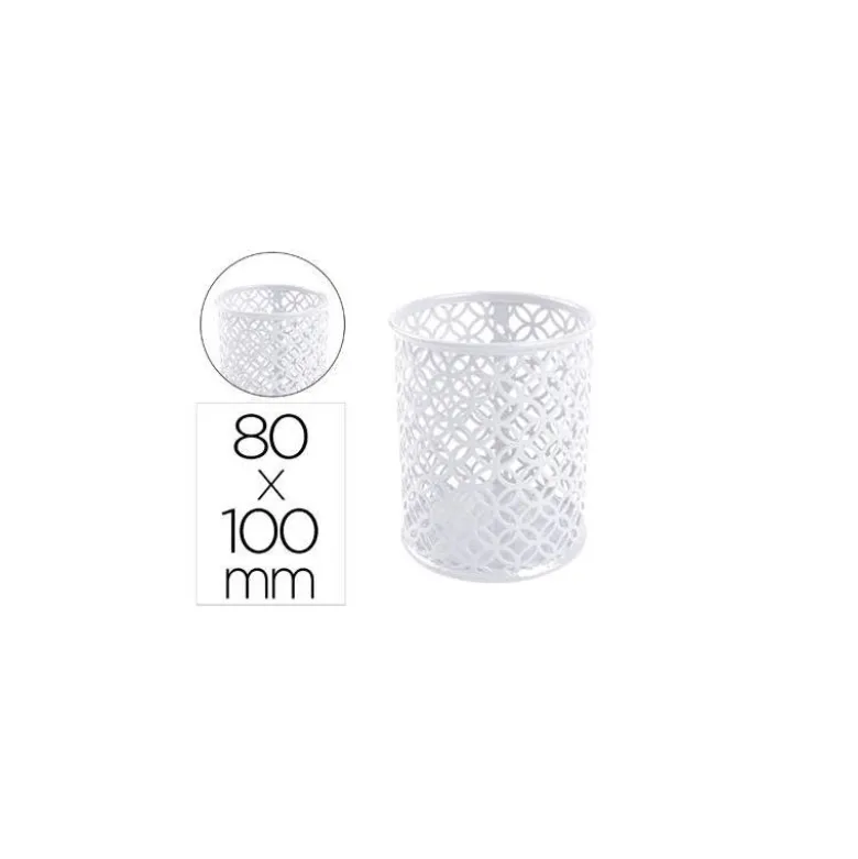 CUBILETE PORTALAPICES Q-CONNECT METAL REDONDO BLANCO DIAMETRO 80 ALTURA 100 MM