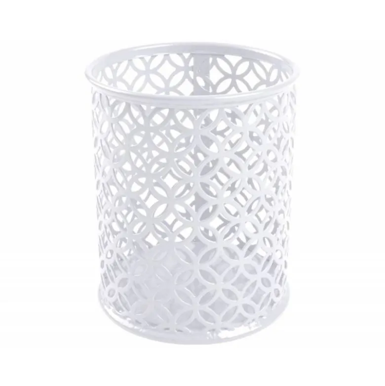 CUBILETE PORTALAPICES Q-CONNECT METAL REDONDO BLANCO DIAMETRO 80 ALTURA 100 MM