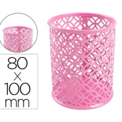 CUBILETE PORTALAPICES Q-CONNECT METAL REDONDO ROSA DIAMETRO 80 ALTURA 100 MM