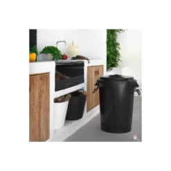 Cubo basura color negro tapa para bolsas 85 x 105 cm