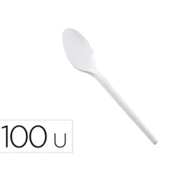 CUCHARA DE PLASTICO BLANCO REUTILIZABLE PAQUETE DE 100 UNIDADES
