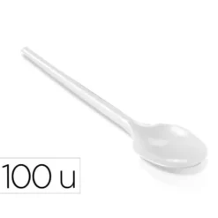 CUCHARILLA DE PLASTICO BLANCO REUTILIZABLE PAQUETE DE 100 UNIDADES