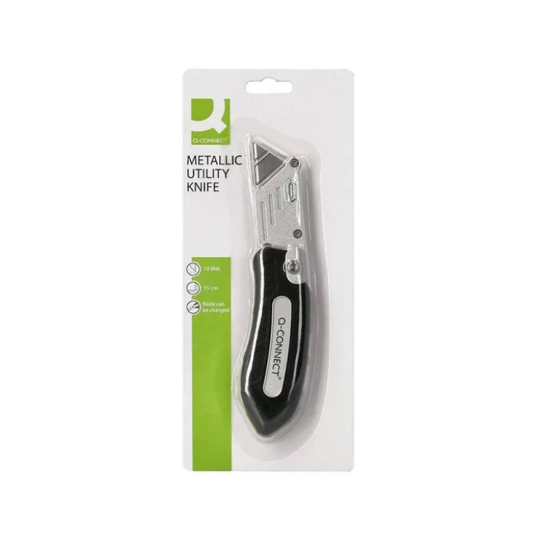 CUTER Q-CONNECT PLEGABLE XD-925 CON MECANISMO DE CAMBIO RAPIDO CUCHILLA ANCHA MANGO ANTIDESLIZANTE