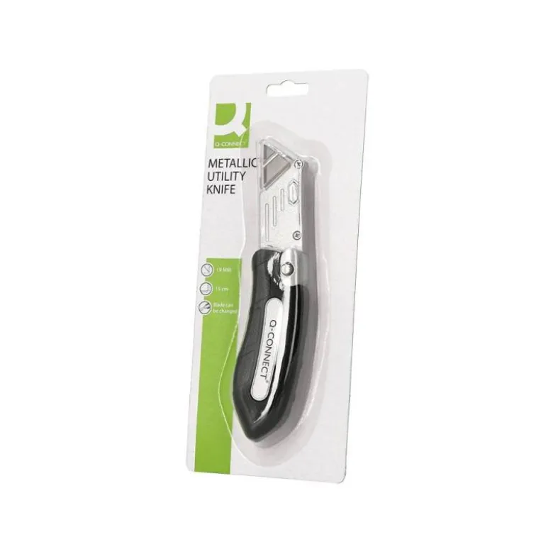 CUTER Q-CONNECT PLEGABLE XD-925 CON MECANISMO DE CAMBIO RAPIDO CUCHILLA ANCHA MANGO ANTIDESLIZANTE