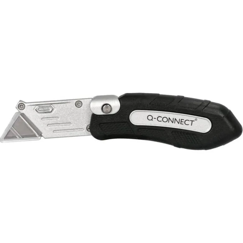 CUTER Q-CONNECT PLEGABLE XD-925 CON MECANISMO DE CAMBIO RAPIDO CUCHILLA ANCHA MANGO ANTIDESLIZANTE