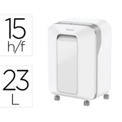 DESTRUCTORA DE DOCUMENTOS FELLOWES LX201 CAPACIDAD DE 15 H SEGURIDAD P5 CLIPS GRAPAS Y TARJETAS 23L BLANCA