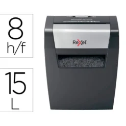 DESTRUCTORA DE DOCUMENTOS REXEL MOMENTUM X308 CAPACIDAD DE CORTE 8 HOJAS DESTRUYE GRAPAS Y CLIPS 15 LITROS