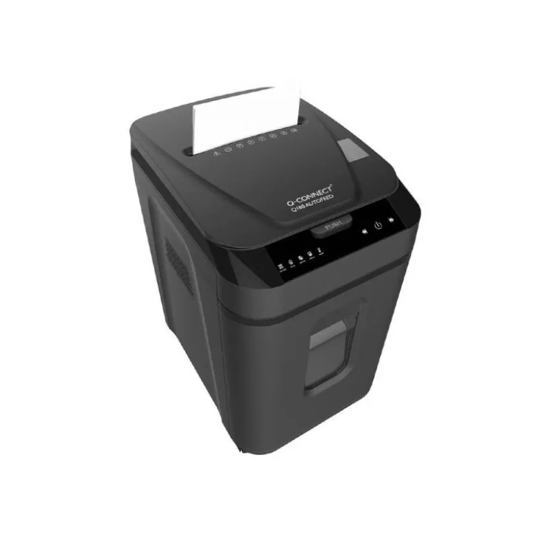 DESTRUCTORA DE DOCUMENTOS Q-CONNECT CAPACIDAD CORTE 180 H AUTO / 10 H MANUAL DESTRUYE GRAPAS CLIPS Y TARJETAS