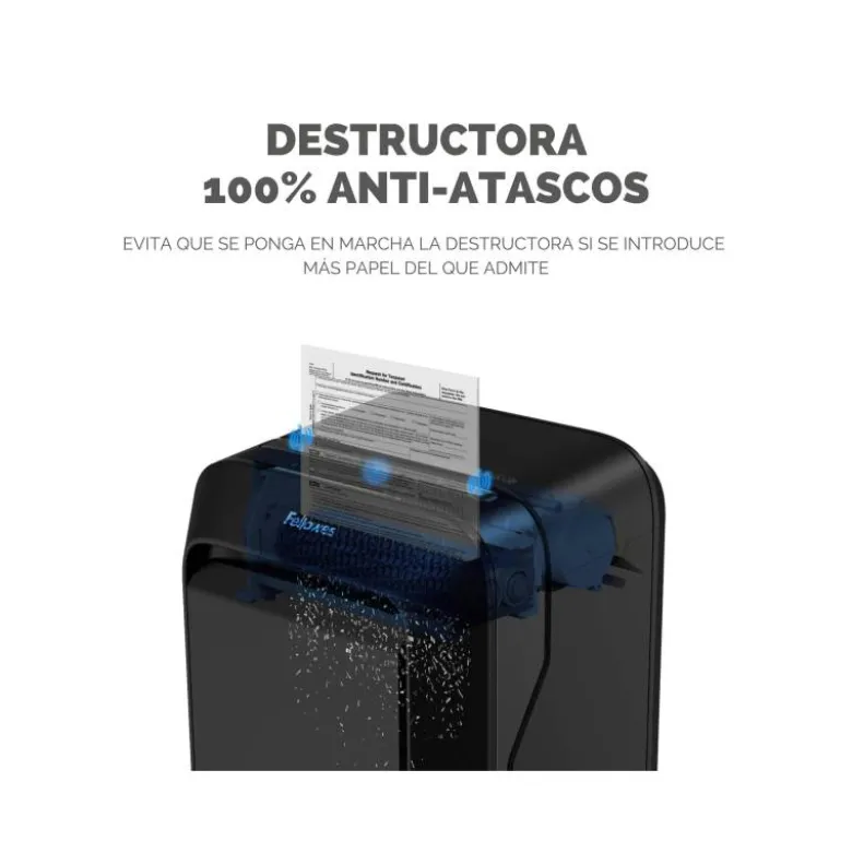 DESTRUCTORA DE DOCUMENTOS FELLOWES LX211 CAPACIDAD DE 12 HOJAS SEGURIDAD P5 NEGRA PAPELERA 23 L GRAPAS