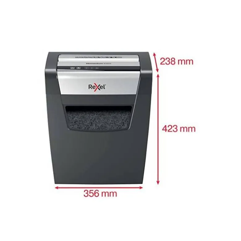 Destructora de documentos Rexel Momentum X410 en partículas 10 hojas 23 L Nivel de seguridad 4 en Negro