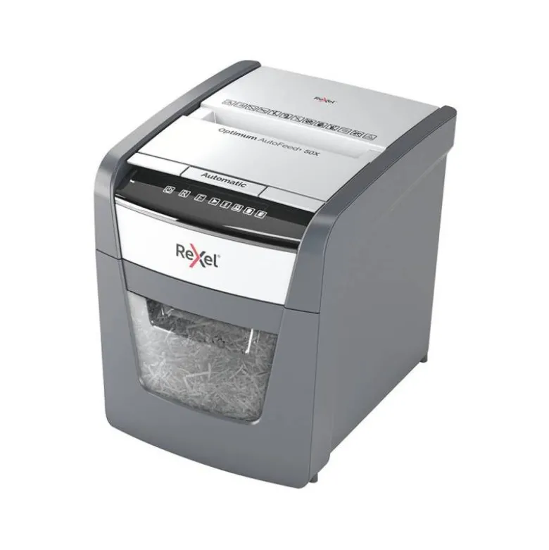 DESTRUCTORA DE DOCUMENTOS REXEL OPTIMUM AUTOFEED+ 50X EU CAPACIDAD DE CORTE 50 HOJAS DESTRUYE GRAPAS Y CLIPS