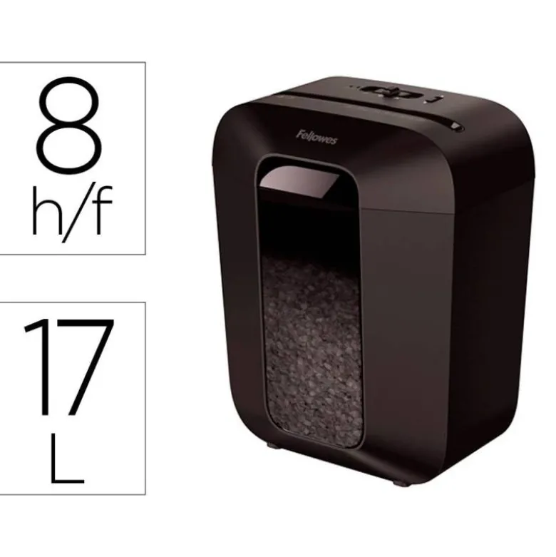 DESTRUCTORA DE DOCUMENTOS FELLOWES LX-41 CAPACIDAD 8H SEGURIDAD P4 DESTRUYE GRAPAS CLIPS Y TARJETA PAPELERA 17 L