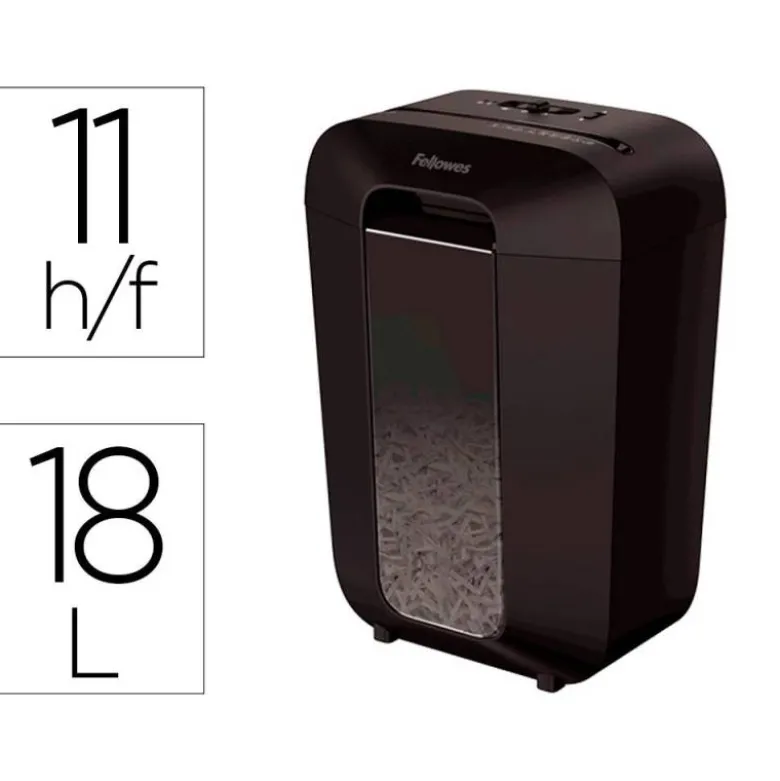 DESTRUCTORA DE DOCUMENTOS FELLOWES LX-70D CAPACIDAD 11H SEGURIDAD P4 DESTRUYE GRAPAS CLIPS Y TARJETA PAPELERA 18 L