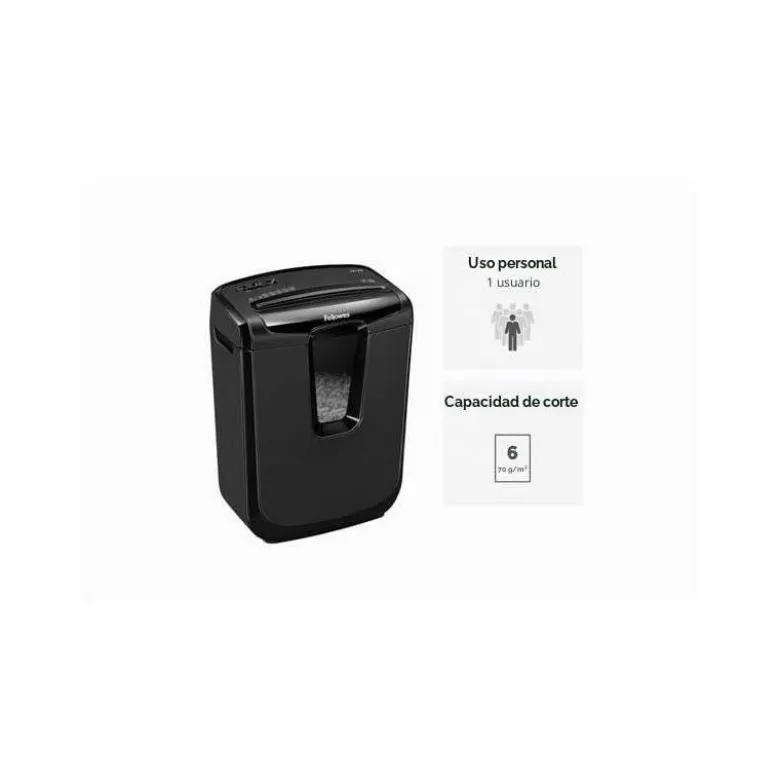 DESTRUCTORA DE DOCUMENTOS FELLOWES LX25 CAPACIDAD 6H SEGURIDAD P4 GRAPAS CLIPS Y TARJETAS PAPELERA 11,5 L