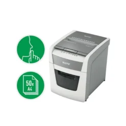 DESTRUCTORA DE DOCUMENTOS LEITZ IQ AUTO+ OFFICE 50 CAPACIDAD DE CORTE 50 HOJAS DESTRUYE GRAPAS Y CLIPS