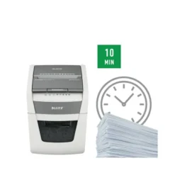 DESTRUCTORA DE DOCUMENTOS LEITZ IQ AUTO+ OFFICE 50 CAPACIDAD DE CORTE 50 HOJAS DESTRUYE GRAPAS Y CLIPS