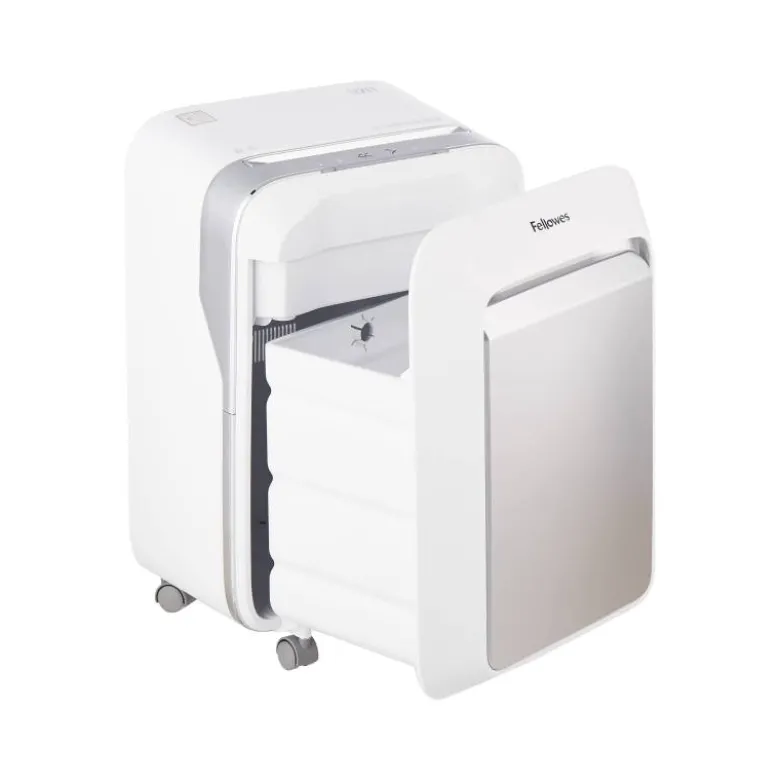 DESTRUCTORA DE DOCUMENTOS FELLOWES LX211 CAPACIDAD DE 12 HOJAS SEGURIDAD P5 BLANCA PAPELERA 23 L GRAPAS