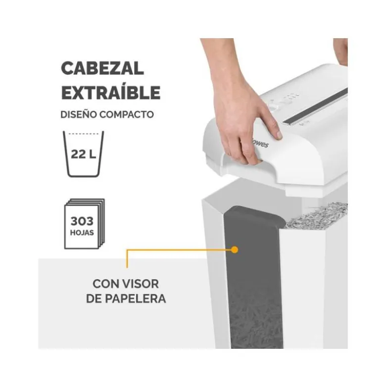 DESTRUCTORA DE DOCUMENTOS FELLOWES LX65 CAPACIDAD 10H SEGURIDAD P4 DESTRUYE GRAPAS CLIPS Y TARJETAS