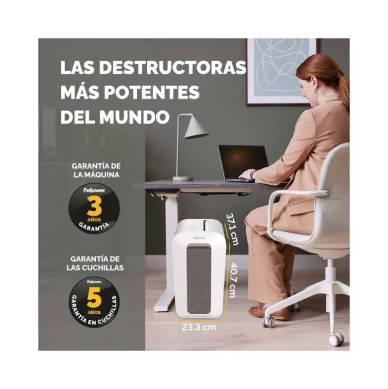 DESTRUCTORA DE DOCUMENTOS FELLOWES LX65 CAPACIDAD 10H SEGURIDAD P4 DESTRUYE GRAPAS CLIPS Y TARJETAS
