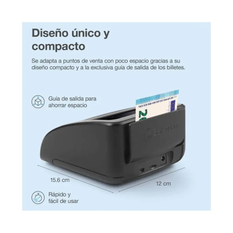 DETECTOR Y CONTADOR DE BILLETES FALSOS SAFECAN 155-S COMPLETE PANTALLA LCD 3,8" MICRO SD 156X120X76 MM