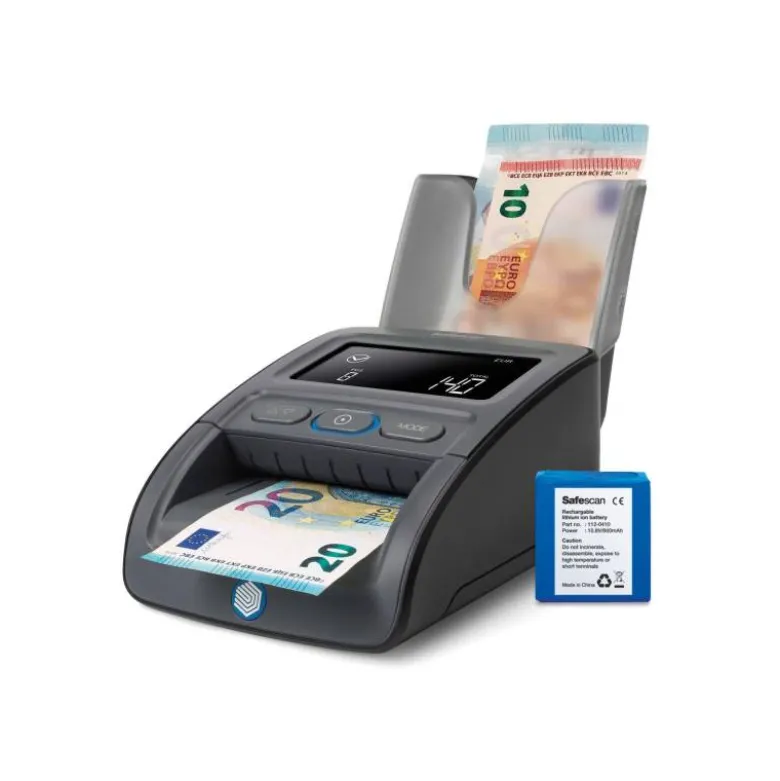 DETECTOR Y CONTADOR DE BILLETES FALSOS SAFECAN 155-S COMPLETE PANTALLA LCD 3,8" MICRO SD 156X120X76 MM